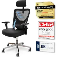 Merkloos Ergonomischer Bürostuhl Schreibtischstuhl Drehstuhl - Max. 150 kg - Orthopädische Rückenlehne - Mesh - 4D-Armlehnen