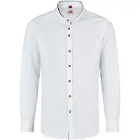 Spieth & Wensky Trachtenhemd "Trachtenhemd Kreuth", Herren, Gr. 37/38, grau (weiß, d,grau), festlich, slim fit, Rundhals, Hemden Trachtenhemd, Trachtenhemd in in Slim Fit