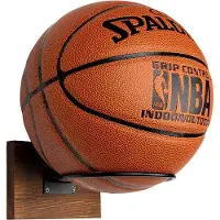Unyqoos Wand-Ballhalter aus Holz & Metall, rustikal braun – Wandhalterung zur Präsentation von Basketball, Fußball und Volleyball