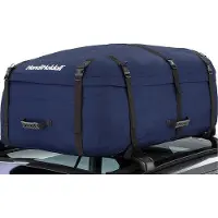 Unyqoos Weiche, faltbare Dachbox 330 L – wasserabweisende Dachtasche mit stabiler Glasfaser-Bodenplatte, marineblau