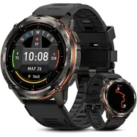 Kospet Tank T3 Ultra 2 Smartwatch Herren, Dual-Band GPS, 1,43'' AMOLED – Kohlschwarz