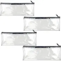 OEM Federmäppchen-Set, 4 Stück, transparent, groß, Kunststoff, mit Reißverschluss