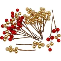 Sonstiges Künstliche Beeren Picks Dekorationen Weihnachtsbaum Gold rot Festliche Beere Zweige