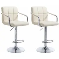 CLP 2er Set Barhocker Lucy V2 höhenverstellbar und drehbar | Farbe creme Gestell Farbe chrom