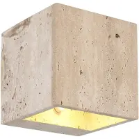 Globo LED Wandleuchte Rojas 6W warmweiss Weiß matt Metall Travertine Stein 12x12cm