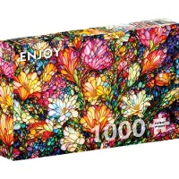 Enjoy Puzzle Abstrakter Buntglas-Blumengarten Puzzle 1000 Teile