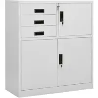 Helloshop26 - Büroschrank Aufbewahrung mit verstellbarem Regal 90 x 40 x 102 cm Stahl hellgrau