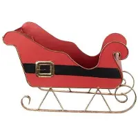 Markenlos Dekorative Schneeschlitten - Robustes Metall - 45x21x28 cm - Rot