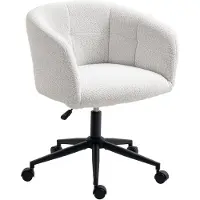 BundiGlassware Bürostuhl Plüschbezug Wannen Design rollbar Stahlbasis Creme Schwarz für Wohnzimmer und Zuhause