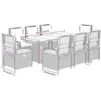 vidaXL 9-tlg. Garten-Essgruppe mit Kissen Beige Poly Rattan