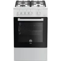 Beko FSG52010FW, Freistehender Herd, Weiß, Drehregler, Weiß, Vorderseite, Gaskochfeld