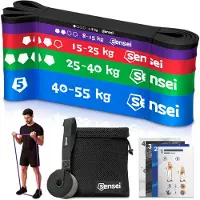 Selius Widerstandsbänder-Set – Fitnessbänder für Krafttraining und Klimmzüge – Inklusive Trainingsplan, E-Book und Tragetasche