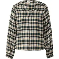 s.Oliver Bluse Karo-Bluse mit Faltendetail und elastischen Ärmelbündchen
