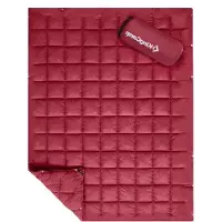 Markenlos Reisedecke, multifunktional, ultraleicht, Campingdecke mit Druckknöpfen, Notfallschlafsack für den Innen- oder Außenbereich, 175 x 135 cm - Karminrot