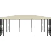 Selius Pavillon, 6 x 3 Meter, Creme-Farbe – Stahlrahmen, Polyesterdach – Rechteckige Terrassenüberdachung