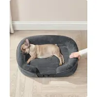 Feandrea Hundebett, Hundekissen, wasserdichte Innenschicht, erhöhte Ränder, abnehmbarer, waschbarer Bezug, schiefergrau