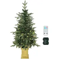 HOMCOM Künstlicher Weihnachtsbaum, 120 cm Christbaum mit 110 LED-Beleuchtung
