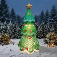 Spetebo Aufblasbarer XL Weihnachtsbaum mit LED Beleuchtung - 240 x 110 cm - Riesen Tannenbaum selbstaufblasend mit bunten LEDs für Außen und Innen