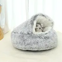 Markenlos Hundebett Waschbar und angstlindernd - Donut-/Grotbett - Grau - 65 cm