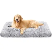 Famanu Hundematte Plüsch - 122 x 74 cm - weiche Füllung - waschbar - Ombre Grau - multifunktional
