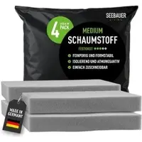 SEEBAUER living Seebauer-Living Schaumstoff Medium RG 35/40, mittelfest, 50 x 50 x 5 cm Platte, Dichte 35 kg/m3, grau, 4 Stück