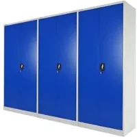 Proregal Mega Deal 3x Flügeltürenschrank ELEPHANT 2 Türen, abschließbar, 180x80x40cm, 4 Ebenen, Blau/Lichtgrau, Aktenschrank Metallschrank