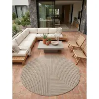 KADIMA DESIGN Outdoor-Teppich Labyrinth-Linien Beige 200x200 cm Wetterfest