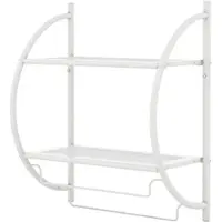 Helloshop26 - Wandmontiertes Badezimmerregal 45 x 25,5 x 55 cm mit 2 Ablagen und 2 Handtuchhaltern aus weiß verchromtem Eisen 20_0012067