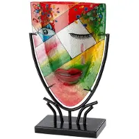 Gilde Tischvase "Gesichtsvase oval Dreaming", bunt (mehrfarbig), B:22cm H:34,5cm T:9,5cm, Glas, Vasen, Tischvase