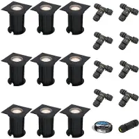HOFTRONIC™ LED Bodeneinbaustrahler 9x 4W 345lm 4000K GU10 Schwarz IP67 inkl. Kabel & Verbinder