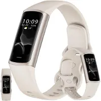 ZPIMY Smartwatch Damen Herren AMOLED 5ATM wasserdichte mit Herzfrequenz SpO2 Sportuhr für Android iOS Silber