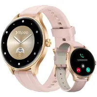 Fitpolo Smartwatch Damen Rund Smart Watch mit Telefonfunktion Whatsapp Damen mit Herzfrequenz Schlafmonitor 120+ Sportmodi IP68 Wasserdicht Rosa