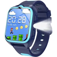 Iowodo Smartwatch Kinder mit GPS Uhr mit 4G-Anruffunktion und SOS-Notruf 800mAh 5-Tage Akku Wasserdicht IP67 Schulmodus und Lernspiele Kinderuhr für Junge Blau