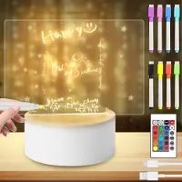 GOMETY Led Acryl Nachtlicht, LED Kreative DIY Lampe Mit Fernbedienung und löschbarer Stift, Personalisiertes Nachtlicht für Babys, LED Kinder Nachttischlampe für Kindertag Geschenk, Available as Memo (Weiß)