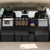 Merkloos Kofferraumtasche Kofferraum Organizer - 9 Fächer - Mit Gummiband - 105 x 52 cm - Für SUV, Kombi und Van