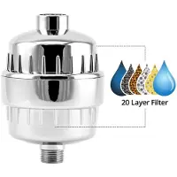 Markenlos Dailygoods- Duschfilter 20-lagig - Leistungsstarker Wasserfilter - 2 Filterpatronen - Entfernt Chlor - Schutz gegen Schwermetalle - Kein Verlust des