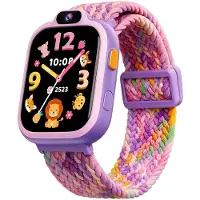 BIGGERFIVE Smartwatch Kinder für Mädchen Jungen 3-14 Großartige Begleiter für Ihre Kinder Regenbogenfarbenes Nylon