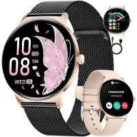 Lige Damen Smart Watch AMOLED Always-on Display Damen Smartwatch Bluetooth Anrufe für Android iOS 100+ Sport Schwarz Rosegold Frauen Smartwatch