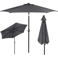 Markenlos Gartenparasol Ø 250 cm mit Kippfunktion und Ventilation - Grafitgrau