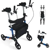 StarTech.com Rollator für Senioren - Klappbar - Aluminium - Sitz mit Rückenlehne - Höhenverstellbar - Geländereifen - Mehrfarbig
