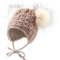 Sterntaler Strickmütze "Strickmütze Pompons", Mädchen, Gr. 51, beige (sand), Mützen Strickmütze