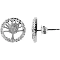 Adelia´s Paar Ohrstecker "Ohrringe – Ohrstecker Lebensbaum aus 925 Silber mit Zirkonia" Perfekt als Geschenk für besondere Menschen
