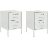 Décoshop26 - Set aus 2 Nachttischen mit Schubladen 36 x 39 x 50,5 cm weißer Stahl DEC034868