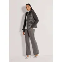MADELEINE Kurzjacke "Jacke Steppjacke mit Strickärmeln", Damen, Gr. 38, bleigrau, Modern, regular fit, Jacken Kurzjacke