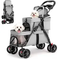 Merkloos Hundetransportbox mit 2 Ebenen und Schwenkrädern