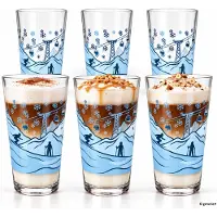 MamboCat 6er Set CHALET Latte Macchiato Gläser mit Ski-Dekor 380ml – 165683