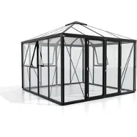 Vitavia Gewächshaus "Minos ESG/HKP, schwarz", schwarz, B:317cm H:264,5cm T:321,5cm, Gewächshäuser, Gewächshaus, mit Pavillondach, Wand 3 mm Glas, Dach 10 mm Hohlkammerplatten