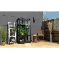 Pergart Vitavia Balkon- und Anlehn-Gewächshaus "Stad" schwarz 3 mm ESG mit Stahlfundament