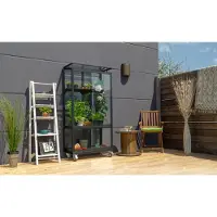 Vitavia Gewächshaus "Stad Balkongewächshaus", schwarz, B:81cm H:168,2cm T:42,8cm, Gewächshäuser, Gewächshaus, Balkongewächshaus inkl. Rollen, Boden und Regal