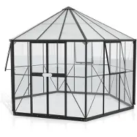 Pergart Vitavia Gewächshaus-Pavillon "Juno 9000" inkl. Stahlfundament schwarz 9,0 m² 3 mm ESG, 6 mm HKP